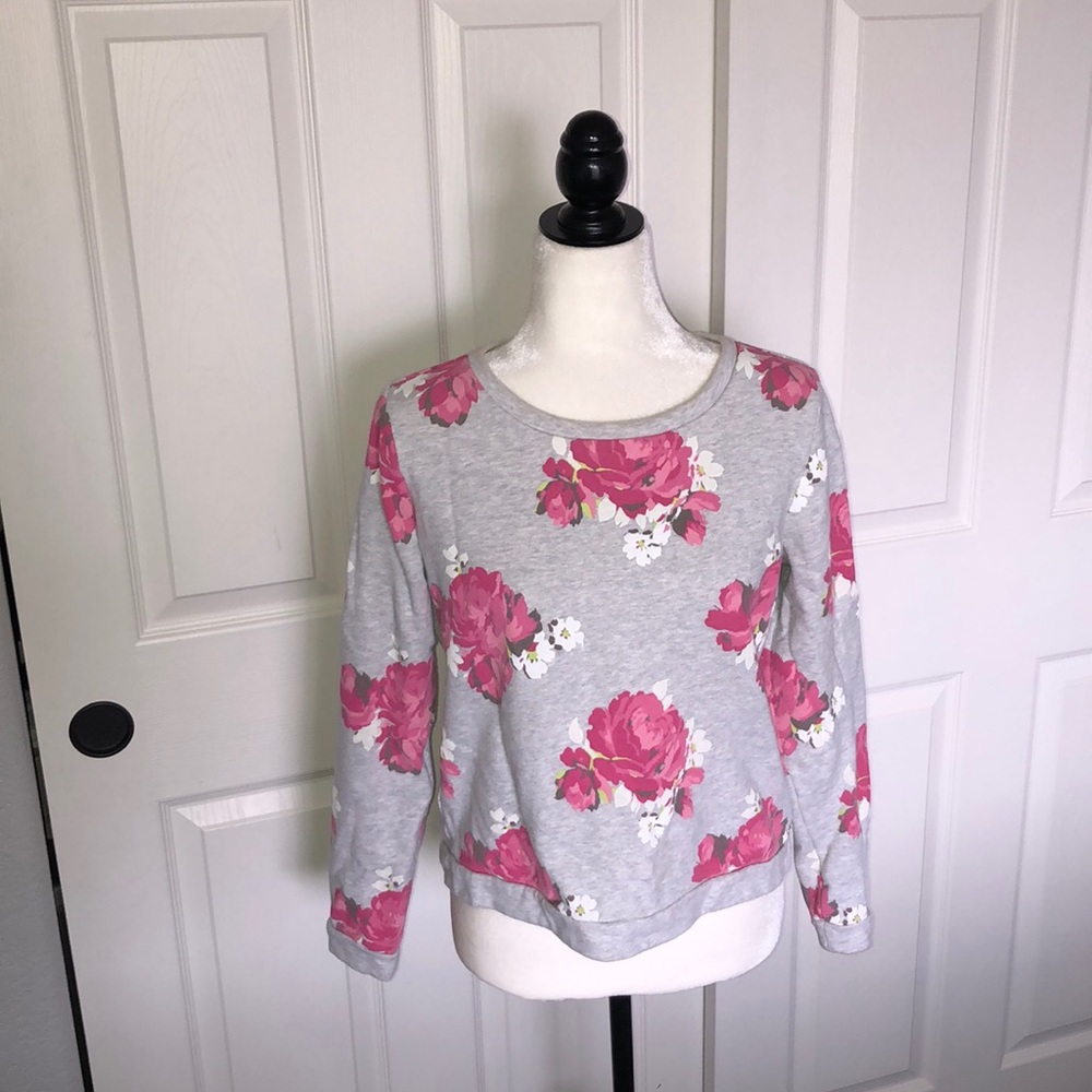 Like new LOFT Cropped Floral Sweatshirt